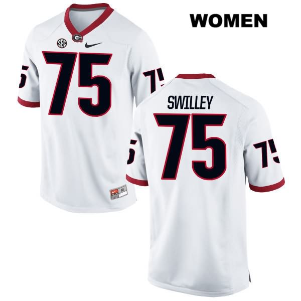 Georgia Bulldogs Women's Thomas Swilley #75 NCAA Authentic White Nike Stitched College Football Jersey JWS7456RG